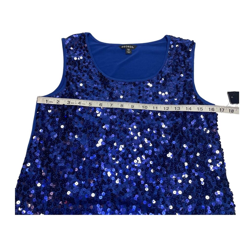 George Tank Top Girls Small Blue 100% Polyester Sequin Round Neck Pullover - Picture 4 of 9